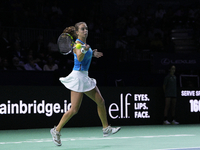 MALAGA, SPAIN - NOVEMBER 20: Lucia Bronzetti of Team Italy in her singles match against Viktoria Hruncakova of Team Slovakia in the final ti...