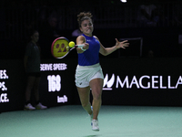 MALAGA, SPAIN - NOVEMBER 20: Jasmine Paolini of Team Italy in her singles match against Rebecca Sramkova of Team Slovakia during the final t...