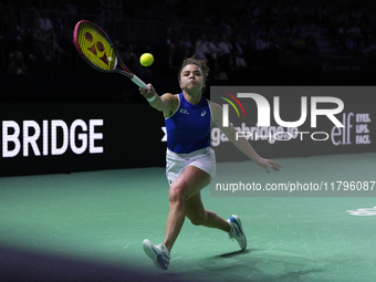 MALAGA, SPAIN - NOVEMBER 20: Jasmine Paolini of Team Italy in her singles match against Rebecca Sramkova of Team Slovakia during the final t...