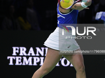 MALAGA, SPAIN - NOVEMBER 20: Jasmine Paolini of Team Italy in her singles match against Rebecca Sramkova of Team Slovakia during the final t...