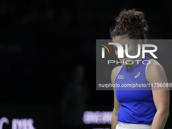 MALAGA, SPAIN - NOVEMBER 20: Jasmine Paolini of Team Italy in her singles match against Rebecca Sramkova of Team Slovakia during the final t...