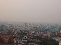 Fog engulfs the city skyline in Jaipur, Rajasthan, India, on November 20, 2024. (