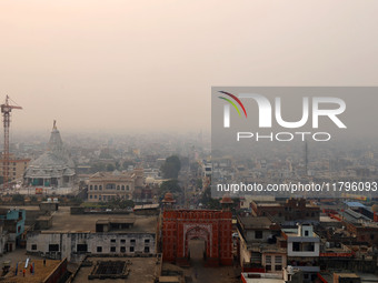 Fog engulfs the city skyline in Jaipur, Rajasthan, India, on November 20, 2024. (