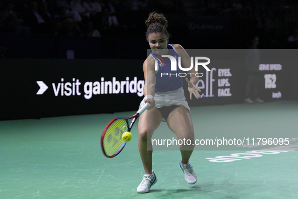 MALAGA, SPAIN - NOVEMBER 20: Jasmine Paolini of Team Italy in her singles match against Rebecca Sramkova of Team Slovakia during the final t...