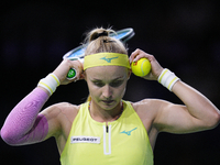 MALAGA, SPAIN - NOVEMBER 19: Rebecca Sramkova of Team Slovakia in her singles match against Jasmine Paolini of Team Italy during the final t...