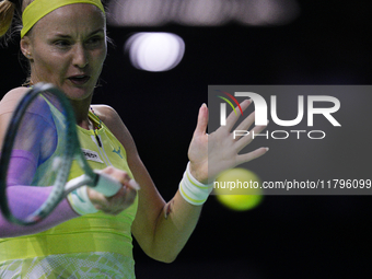 MALAGA, SPAIN - NOVEMBER 19: Rebecca Sramkova of Team Slovakia in her singles match against Jasmine Paolini of Team Italy during the final t...