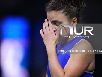 MALAGA, SPAIN - NOVEMBER 20: Jasmine Paolini of Team Italy in her singles match against Rebecca Sramkova of Team Slovakia during the final t...