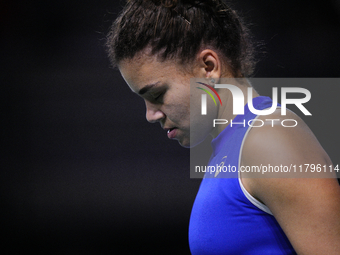 MALAGA, SPAIN - NOVEMBER 20: Jasmine Paolini of Team Italy in her singles match against Rebecca Sramkova of Team Slovakia during the final t...