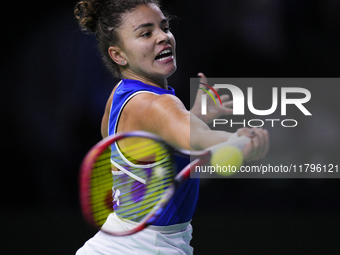 MALAGA, SPAIN - NOVEMBER 20: Jasmine Paolini of Team Italy in her singles match against Rebecca Sramkova of Team Slovakia during the final t...