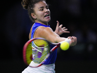 MALAGA, SPAIN - NOVEMBER 20: Jasmine Paolini of Team Italy in her singles match against Rebecca Sramkova of Team Slovakia during the final t...