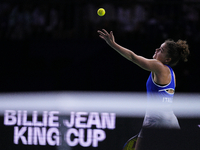 MALAGA, SPAIN - NOVEMBER 20: Jasmine Paolini of Team Italy in her singles match against Rebecca Sramkova of Team Slovakia during the final t...