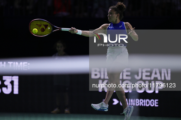 MALAGA, SPAIN - NOVEMBER 20: Jasmine Paolini of Team Italy in her singles match against Rebecca Sramkova of Team Slovakia during the final t...