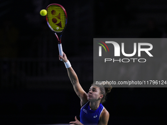 MALAGA, SPAIN - NOVEMBER 20: Jasmine Paolini of Team Italy in her singles match against Rebecca Sramkova of Team Slovakia during the final t...