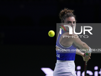 MALAGA, SPAIN - NOVEMBER 20: Jasmine Paolini of Team Italy in her singles match against Rebecca Sramkova of Team Slovakia during the final t...