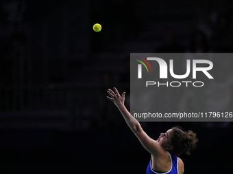 MALAGA, SPAIN - NOVEMBER 20: Jasmine Paolini of Team Italy in her singles match against Rebecca Sramkova of Team Slovakia during the final t...