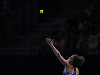 MALAGA, SPAIN - NOVEMBER 20: Jasmine Paolini of Team Italy in her singles match against Rebecca Sramkova of Team Slovakia during the final t...