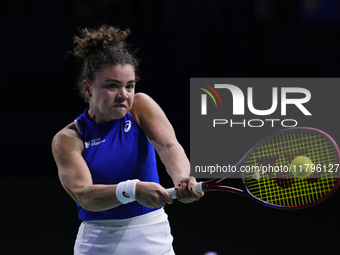 MALAGA, SPAIN - NOVEMBER 20: Jasmine Paolini of Team Italy in her singles match against Rebecca Sramkova of Team Slovakia during the final t...