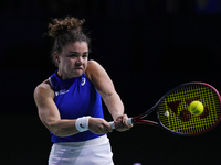 MALAGA, SPAIN - NOVEMBER 20: Jasmine Paolini of Team Italy in her singles match against Rebecca Sramkova of Team Slovakia during the final t...