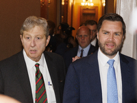 Senator John Kennedy meets with Vice President-Elect JD Vance as Vance meets with Senators in the Capitol in Washington, DC. (