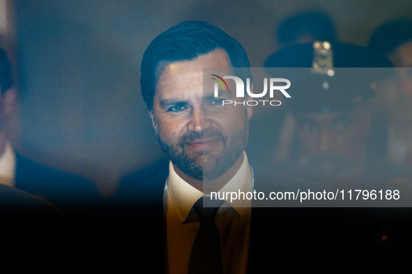 Vice President-Elect JD Vance is in the Capitol Building in Washington, DC, as he meets with Senators. 