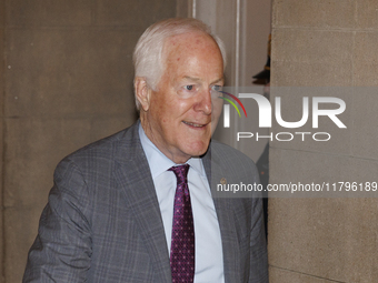 Senator John Cornyn departs a meeting with Matt Gaetz, President-Elect Donald Trump's pick for Attorney General, in the Capitol Building in...