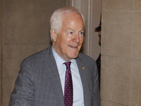 Senator John Cornyn departs a meeting with Matt Gaetz, President-Elect Donald Trump's pick for Attorney General, in the Capitol Building in...