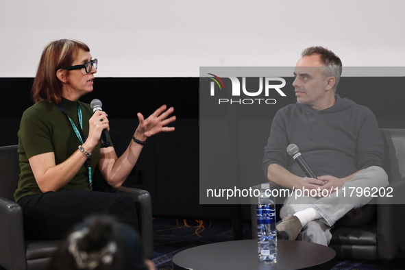 Cinematographer Bianca Cline and director Joel Souza during the world premiere of 'Rust' movie, on which set Alec Baldwin fatally shot camer...