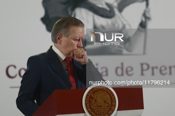 Arturo Zaldivar Lelo de Larrea, Coordinator of Policy and Government, speaks about sending three secondary laws of the Judiciary to the Mexi...