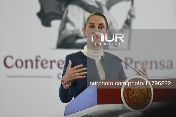 Mexico's President Claudia Sheinbaum Pardo speaks about sending three secondary laws of the Judiciary to the Mexican congress, as well as th...