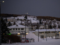 Panoramic view of the town of Husavik in Iceland on November 19, 2024. (