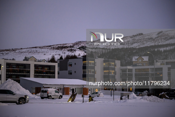 Panoramic view of the town of Husavik in Iceland on November 19, 2024. 