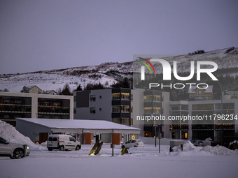 Panoramic view of the town of Husavik in Iceland on November 19, 2024. (