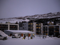 Panoramic view of the town of Husavik in Iceland on November 19, 2024. (