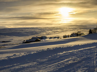 A panoramic view of a farm near the town of Husavik, Iceland, on November 19, 2024. (