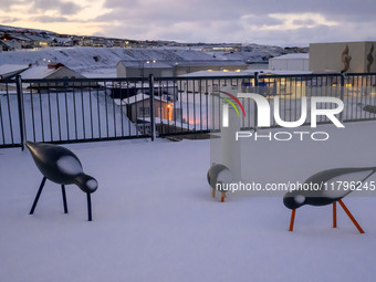 A panoramic view of a park in a seaport near the town of Husavik, Iceland, on November 19, 2024. (