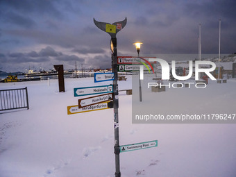 A panoramic view of a park in a seaport near the town of Husavik, Iceland, on November 19, 2024. (