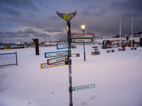 A panoramic view of a park in a seaport near the town of Husavik, Iceland, on November 19, 2024. (