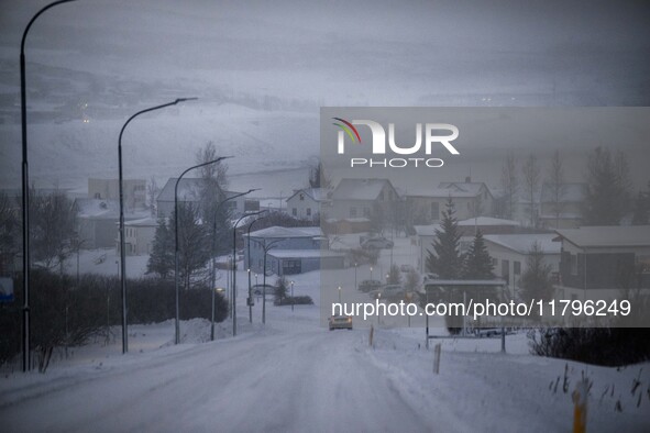 Panoramic view of the town of Husavik in Iceland on November 19, 2024. 