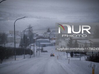 Panoramic view of the town of Husavik in Iceland on November 19, 2024. (