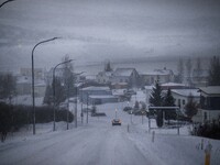 Panoramic view of the town of Husavik in Iceland on November 19, 2024. (