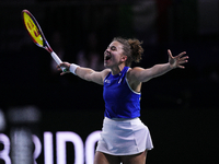 MALAGA, SPAIN - NOVEMBER 20: Jasmine Paolini of Team Italy celebrates the victory after winners her singles match against Rebecca Sramkova o...