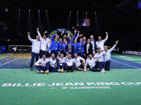 MALAGA, SPAIN - NOVEMBER 20: Jasmine Paolini and her teammates of Italy celebrate the victory after winners the Billie Jean King Cup Finals...