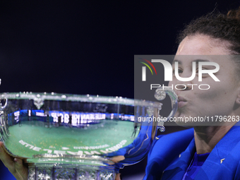 MALAGA, SPAIN - NOVEMBER 20: Jasmine Paolini of Italy celebrates the victory after winners the Billie Jean King Cup Finals at Palacio de Dep...