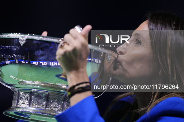 MALAGA, SPAIN - NOVEMBER 20:  Tathiana Garbin captain of Italy celebrates the victory after winners the Billie Jean King Cup Finals at Palac...