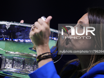 MALAGA, SPAIN - NOVEMBER 20:  Tathiana Garbin captain of Italy celebrates the victory after winners the Billie Jean King Cup Finals at Palac...