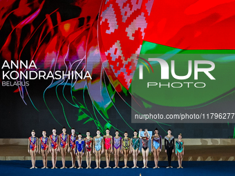 The Belarus Rhythmic Gymnastics team participates in the opening ceremony of the International Rhythmic Gymnastics Tournament ''Sky Grace 20...