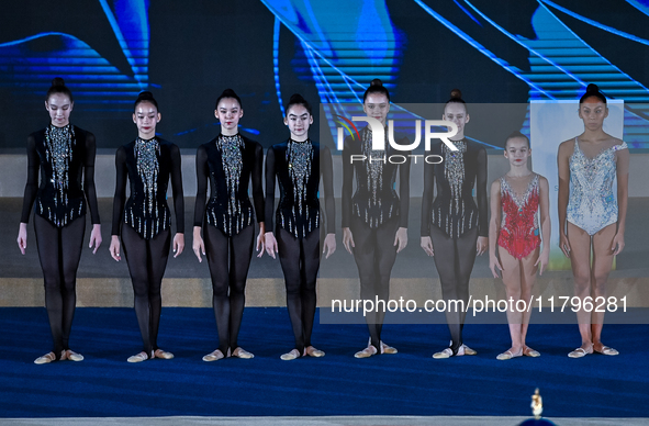 The Kazakhstan Rhythmic Gymnastics team participates in the opening ceremony of the International Rhythmic Gymnastics Tournament ''Sky Grace...