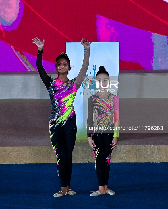 The Qatar Rhythmic Gymnastics team participates in the opening ceremony of the International Rhythmic Gymnastics Tournament ''Sky Grace 2024...