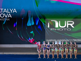 The Uzbekistan Rhythmic Gymnastics team participates in the opening ceremony of the International Rhythmic Gymnastics Tournament ''Sky Grace...