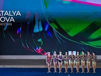 The Uzbekistan Rhythmic Gymnastics team participates in the opening ceremony of the International Rhythmic Gymnastics Tournament ''Sky Grace...